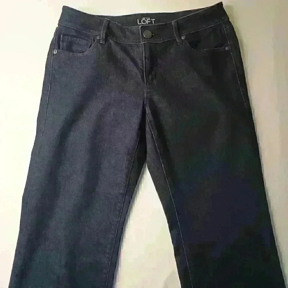Ann Taylor Loft Brand Denim Jeans Size 27/4 Curvy Flare Low Rise Dark Wash - Picture 2 of 11